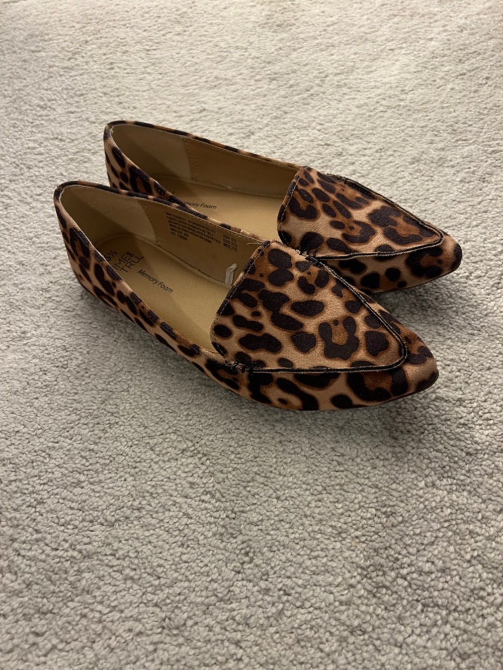 Leopard Print Pointed Toe Women’s Loafers - Brown